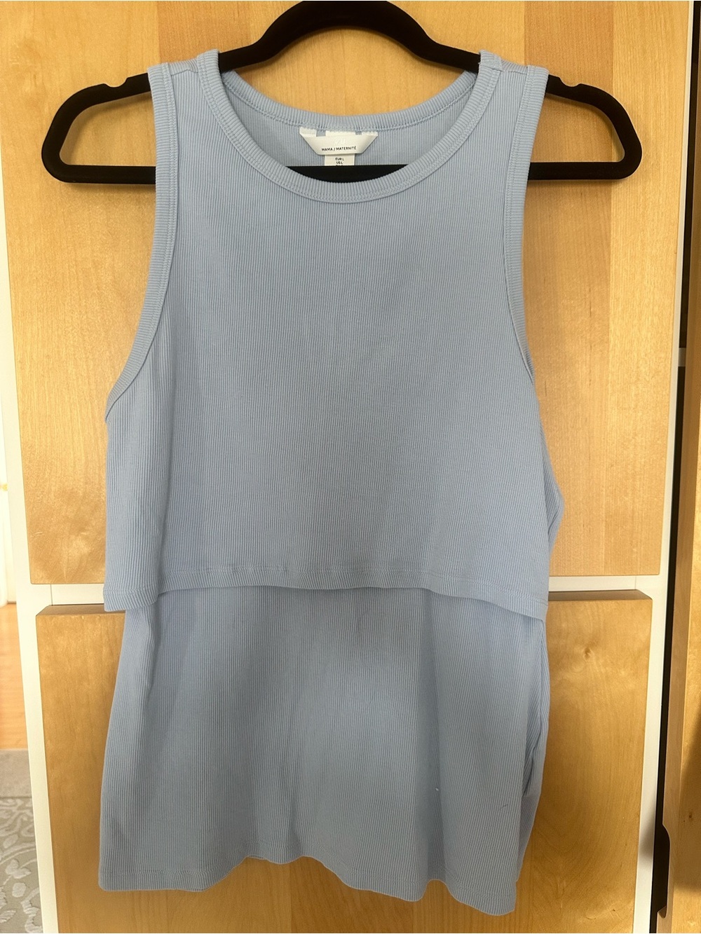Maternity nursing friendly Blue Ribbed Tank Top